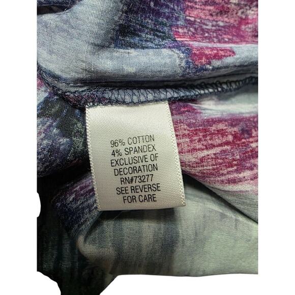 Simply Vera Vera Wang Watercolor Print Sleeveless Dress S Multicolor Cotton Blen - Picture 4 of 10